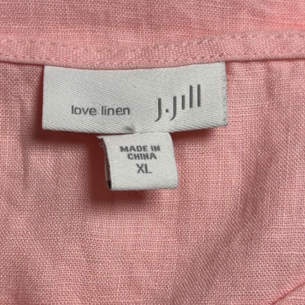 J.Jill Love Linen Pink V-Neck Sleeveless Shift Tank Midi Dress XL Minimalist - Picture 4 of 10